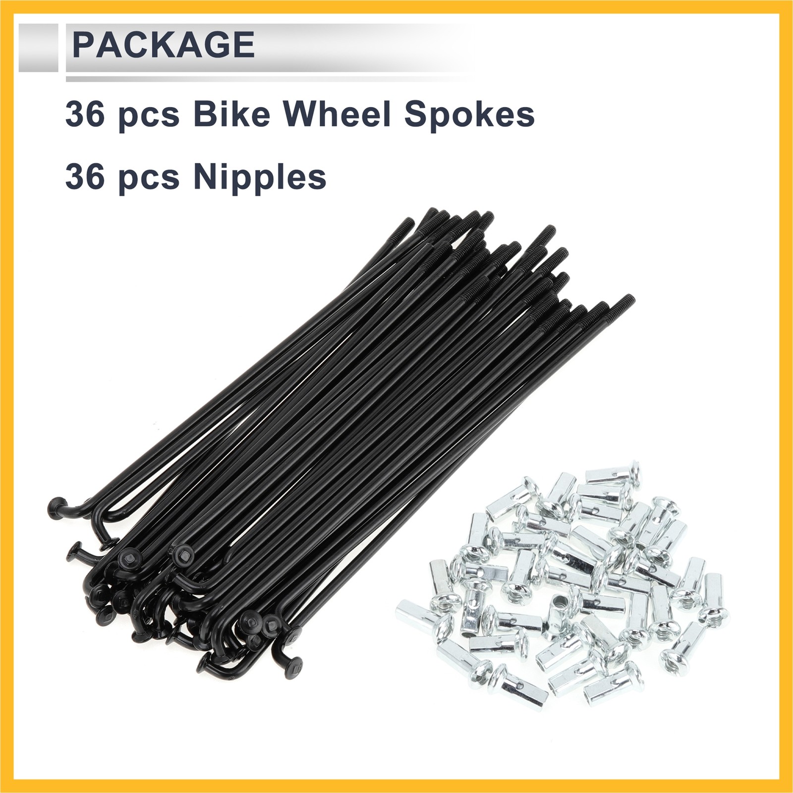 1 Set 12G 114mm Length Bicycle Spokes Nipple autobon Steel Black Universal