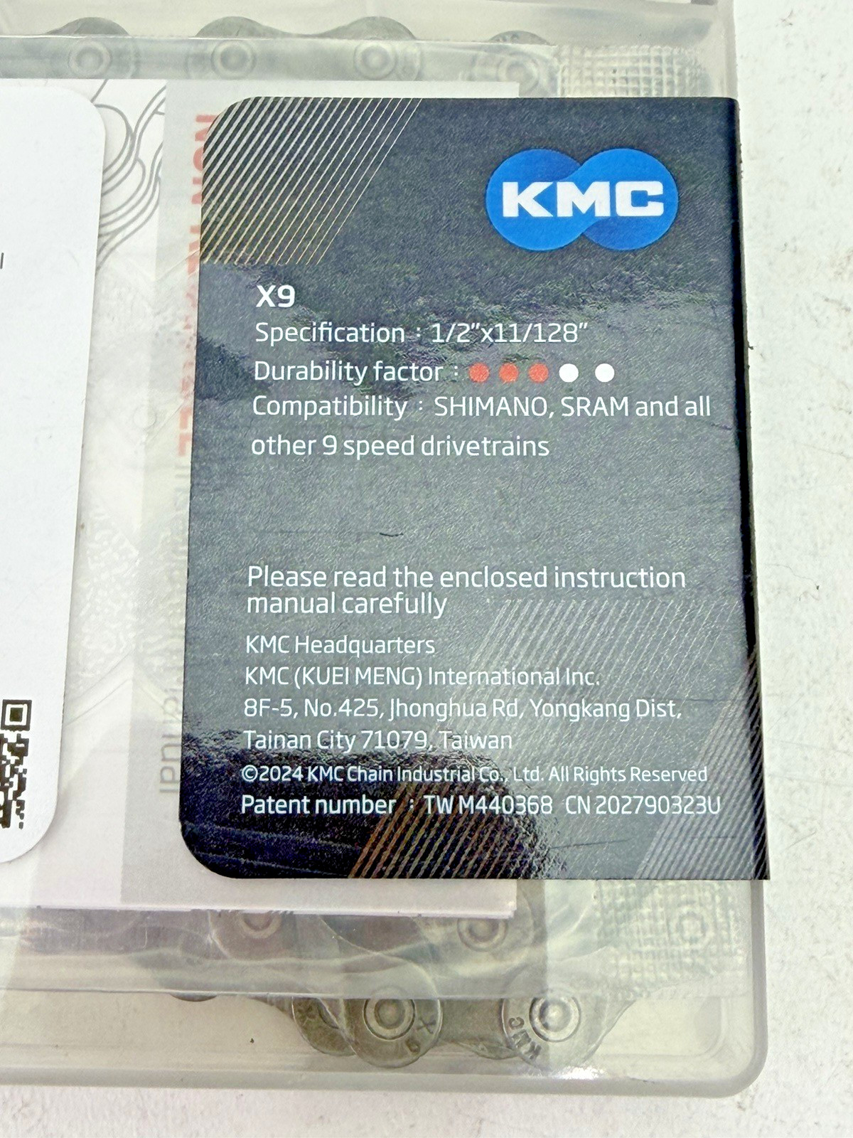 KMC X9 9 Speed Bike Chain 1/2″ x 11/128″ 116 Links BX09GG114