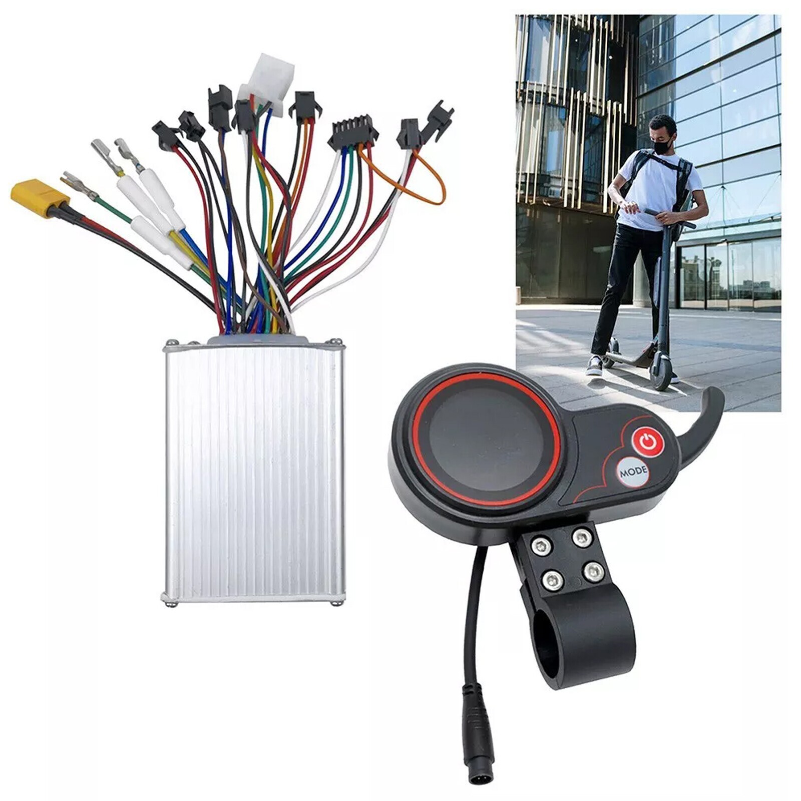 48V-25A 1200W Brushless Motor Controller + LCD Display + 6 Pin Cable For Scooter