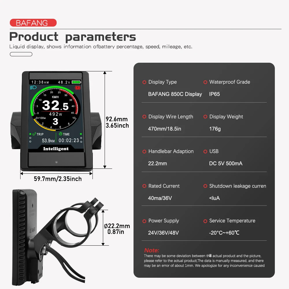 E-bike 850C Display Computer Waterproof for Electirc Bike Mid-drive Motor