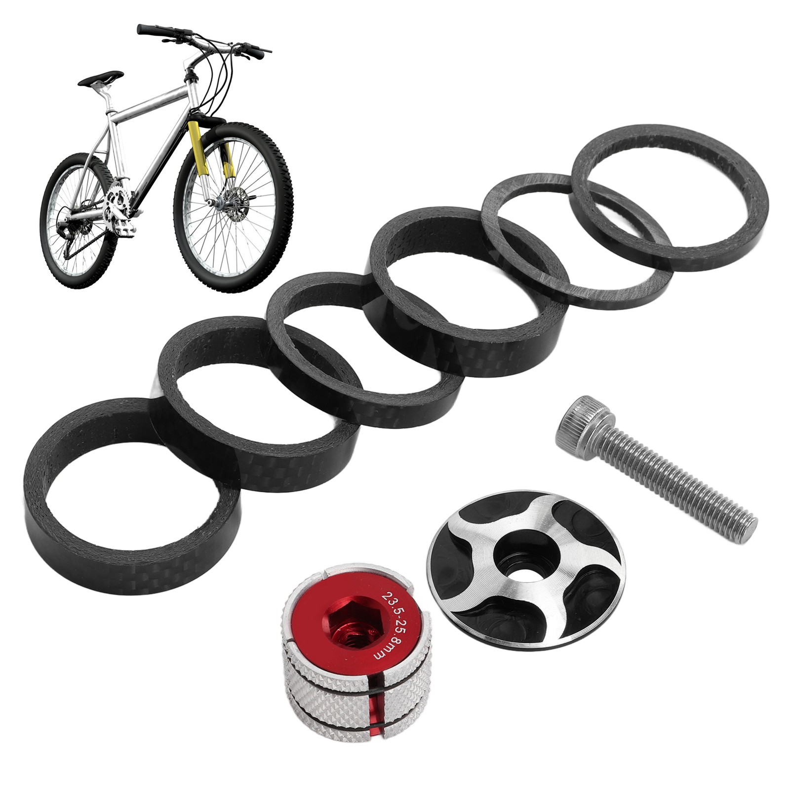CANSUCC Bicycle Headset Spacer Set with Stem Top Cap and Headset Expander Plug