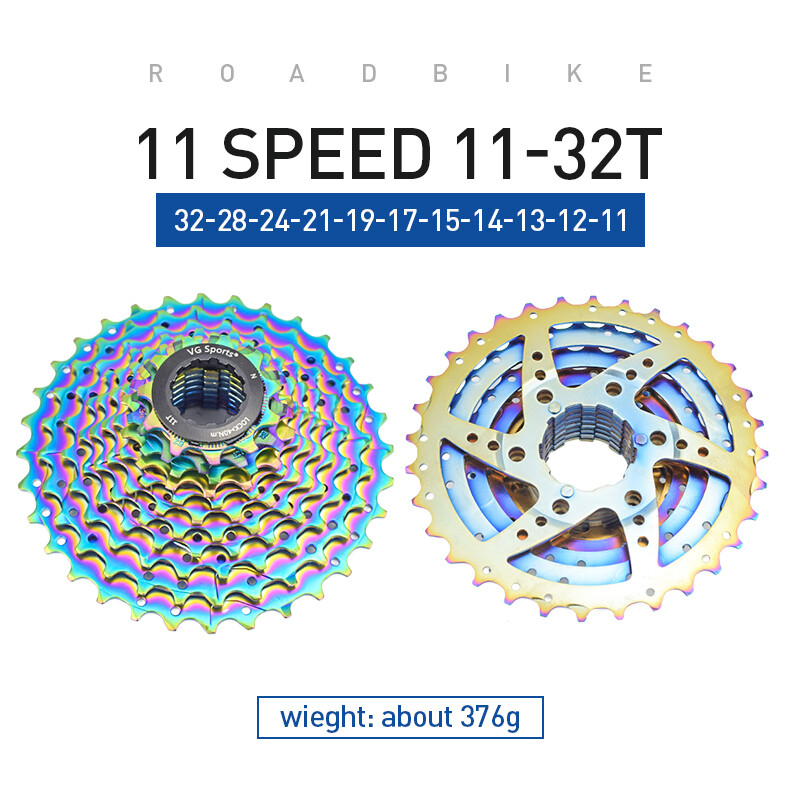VG Sports Road Bike Cassette 8 9 10 11 Speed 11-/25T/28T Sprocket Rainbow