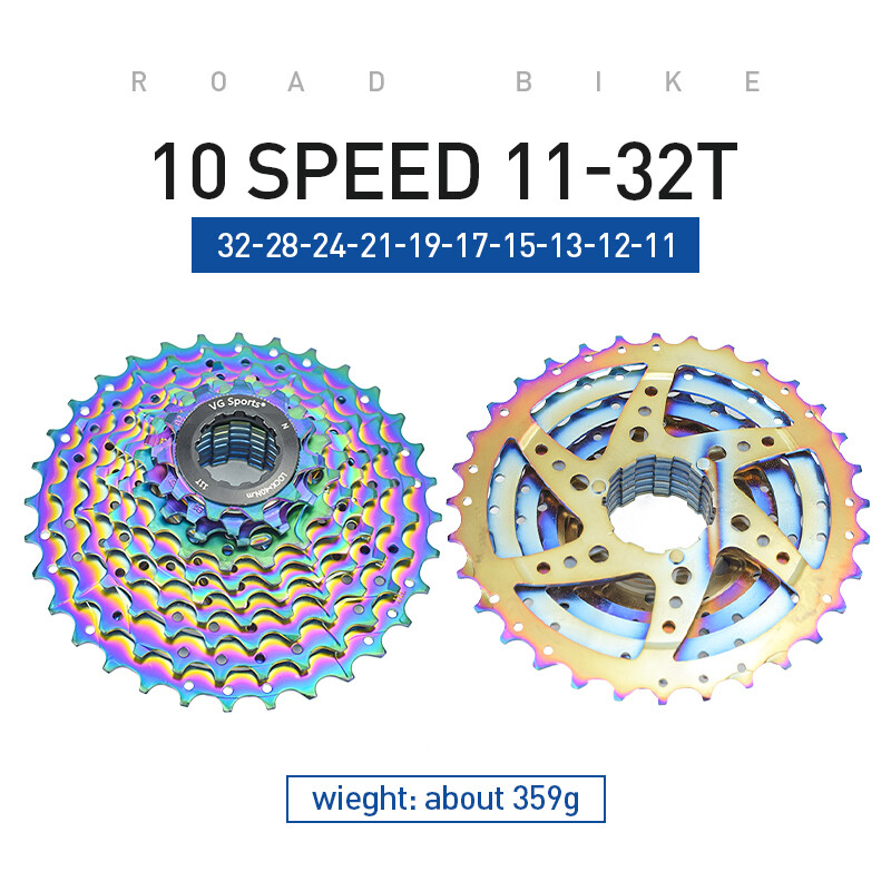 VG Sports Road Bike Cassette 8 9 10 11 Speed 11-/25T/28T Sprocket Rainbow