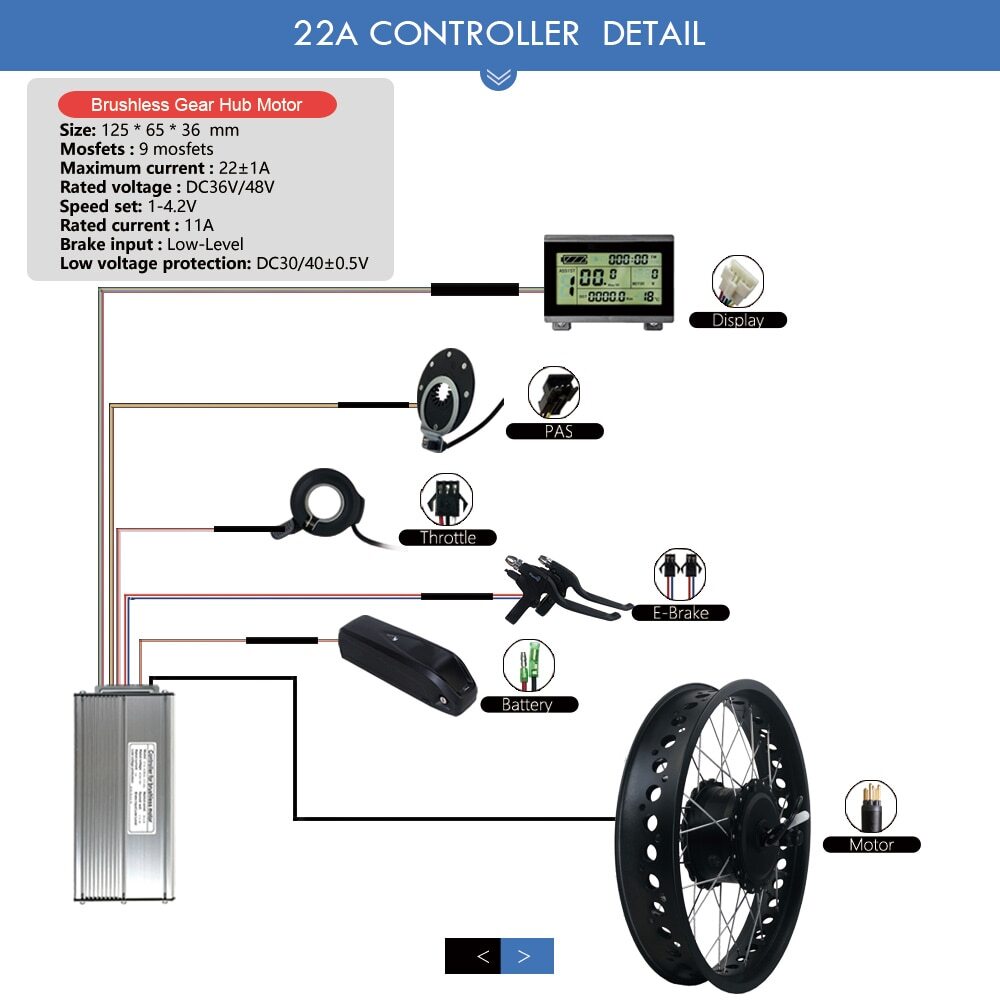 20/26*4.0inch Snow Bike E-bike Conversion Kit 36V 48V 500W Rear Rotate Hub Motor