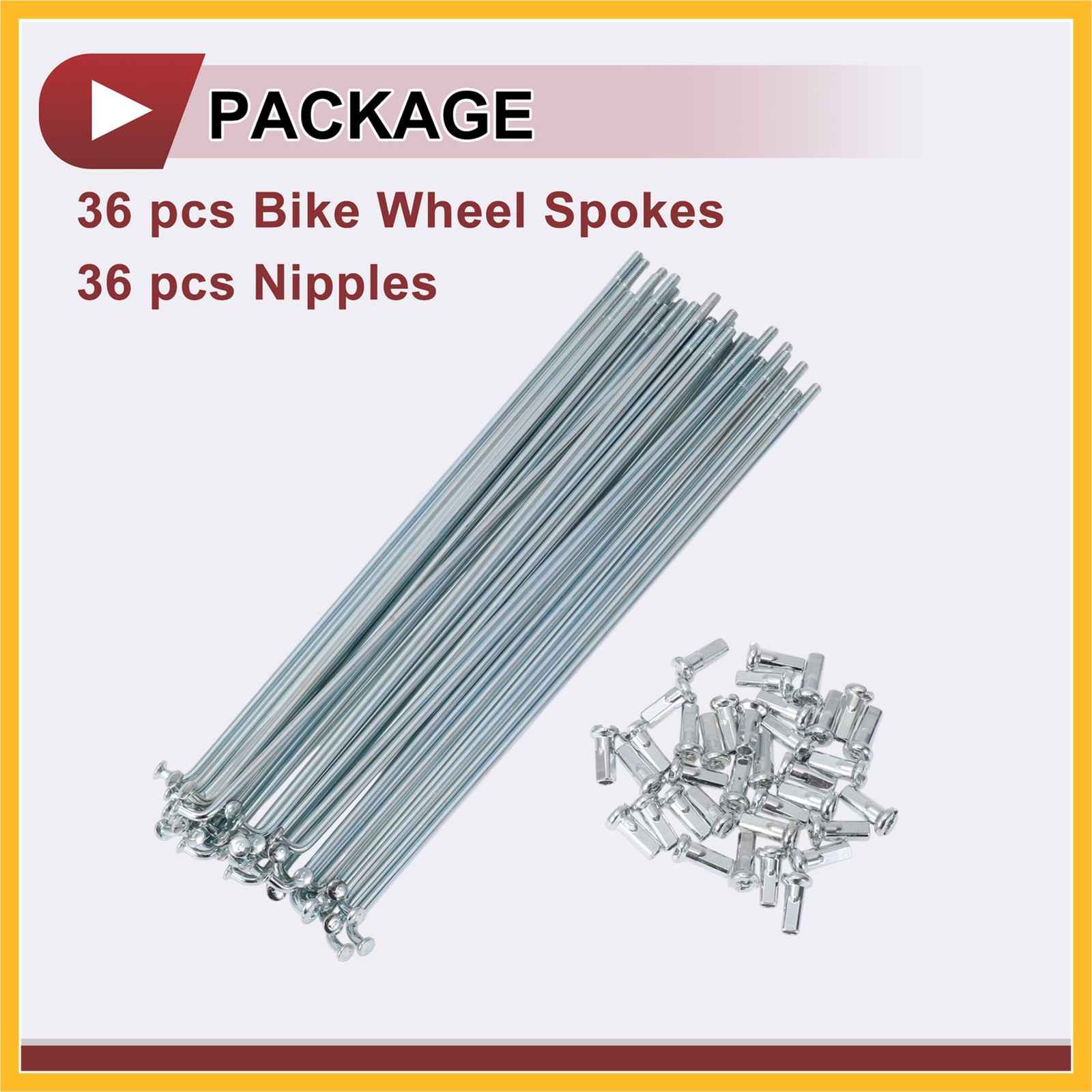 12G Bicycle Spokes 169mm Bike Wheel Spokes 45 Steel Galvanized Silver Tone