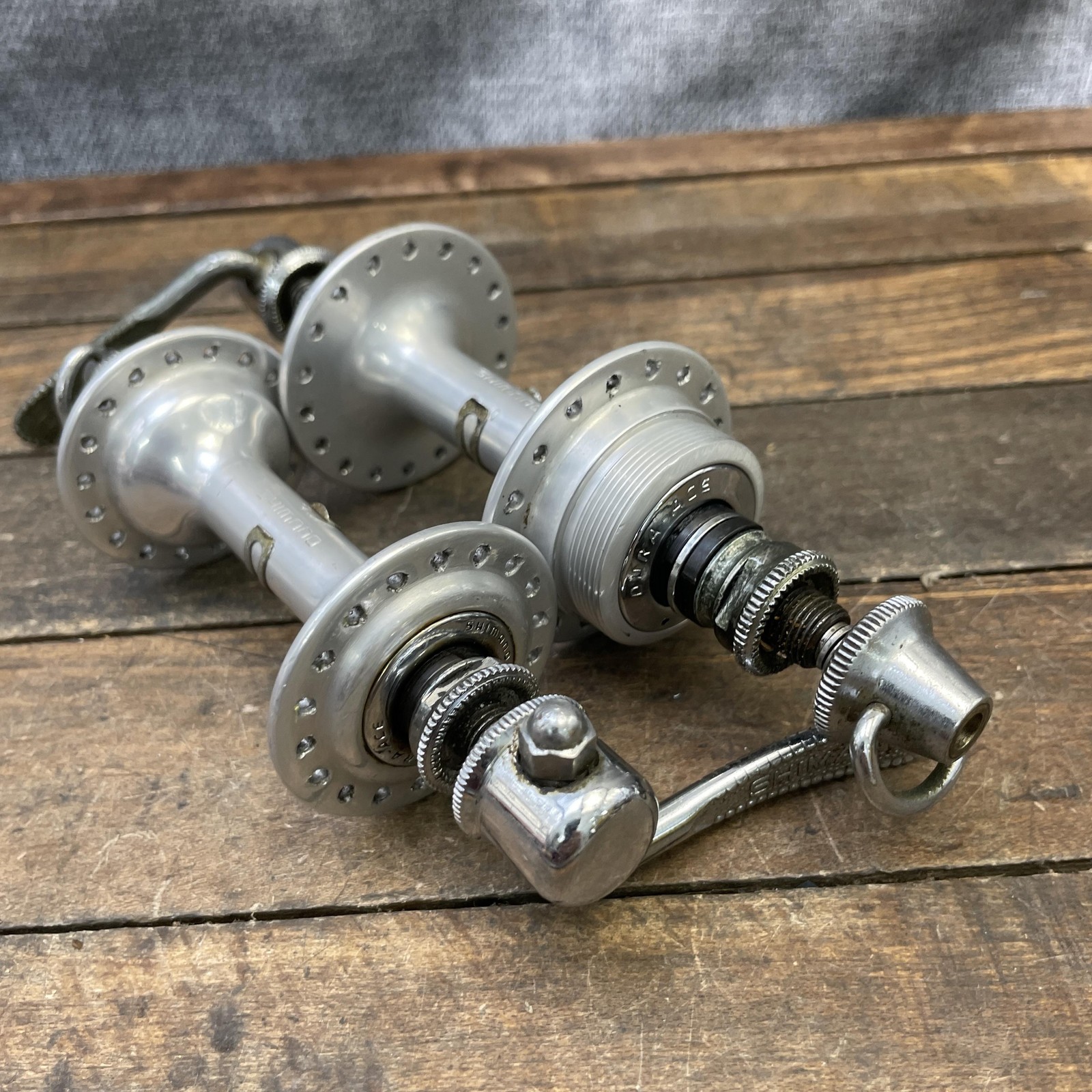 Vintage Shimano Dura-Ace 1st Gen Bike Hub Set 36H 36 Front Rear 120 70s