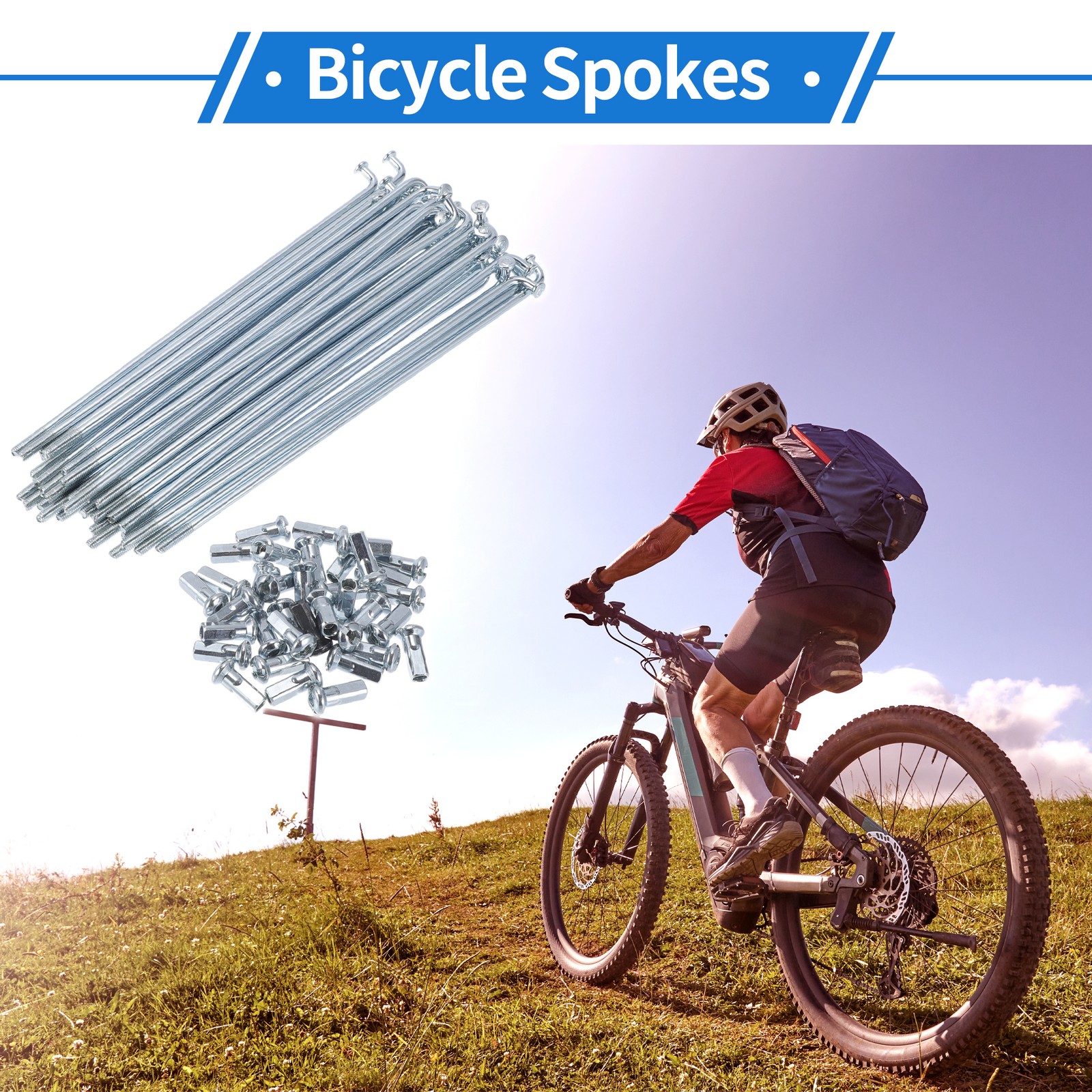 1 Set 12G 125mm Length Bicycle Spokes Nipple Carbon Steel Galvanized Universal