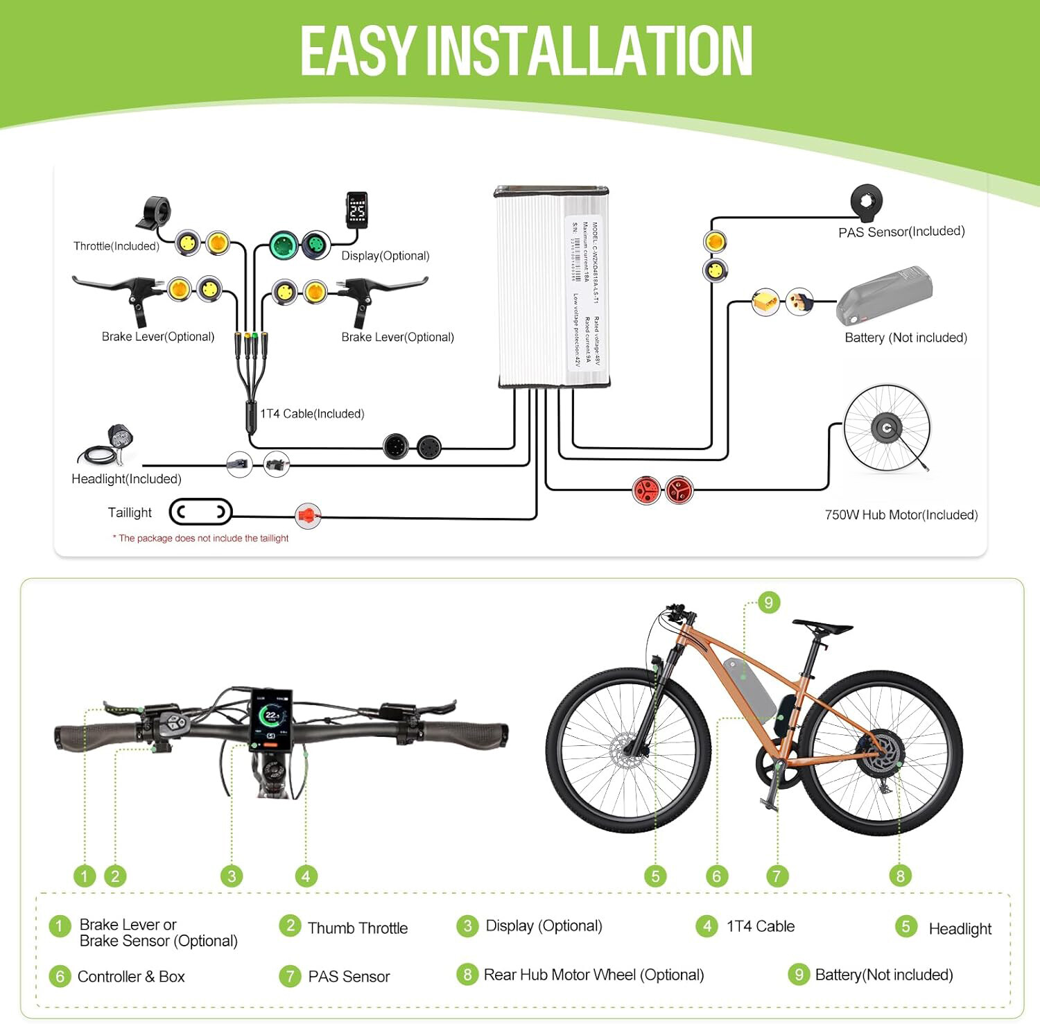 Bafang 48V750W For 26″ 27.5″ 700C E-bike Rear Hub Motor Conversion Kits USA Ship