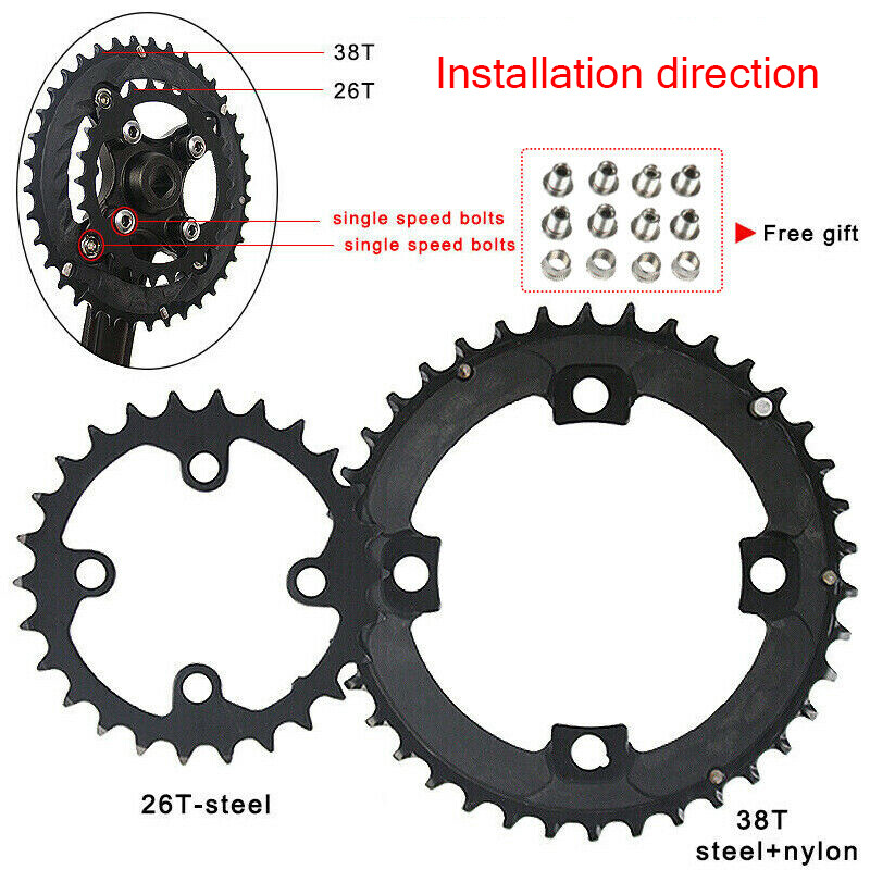 104/64BCD MTB Bike Triple 24/26/32/38/42T Chainring For 2/3×10 Speed 170mm Crank