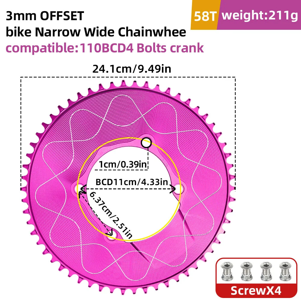 VXM 110BCD Chainring 40T-58T Bicycle Chainwheel 110BCD 4claws Bolt R7000 R8000