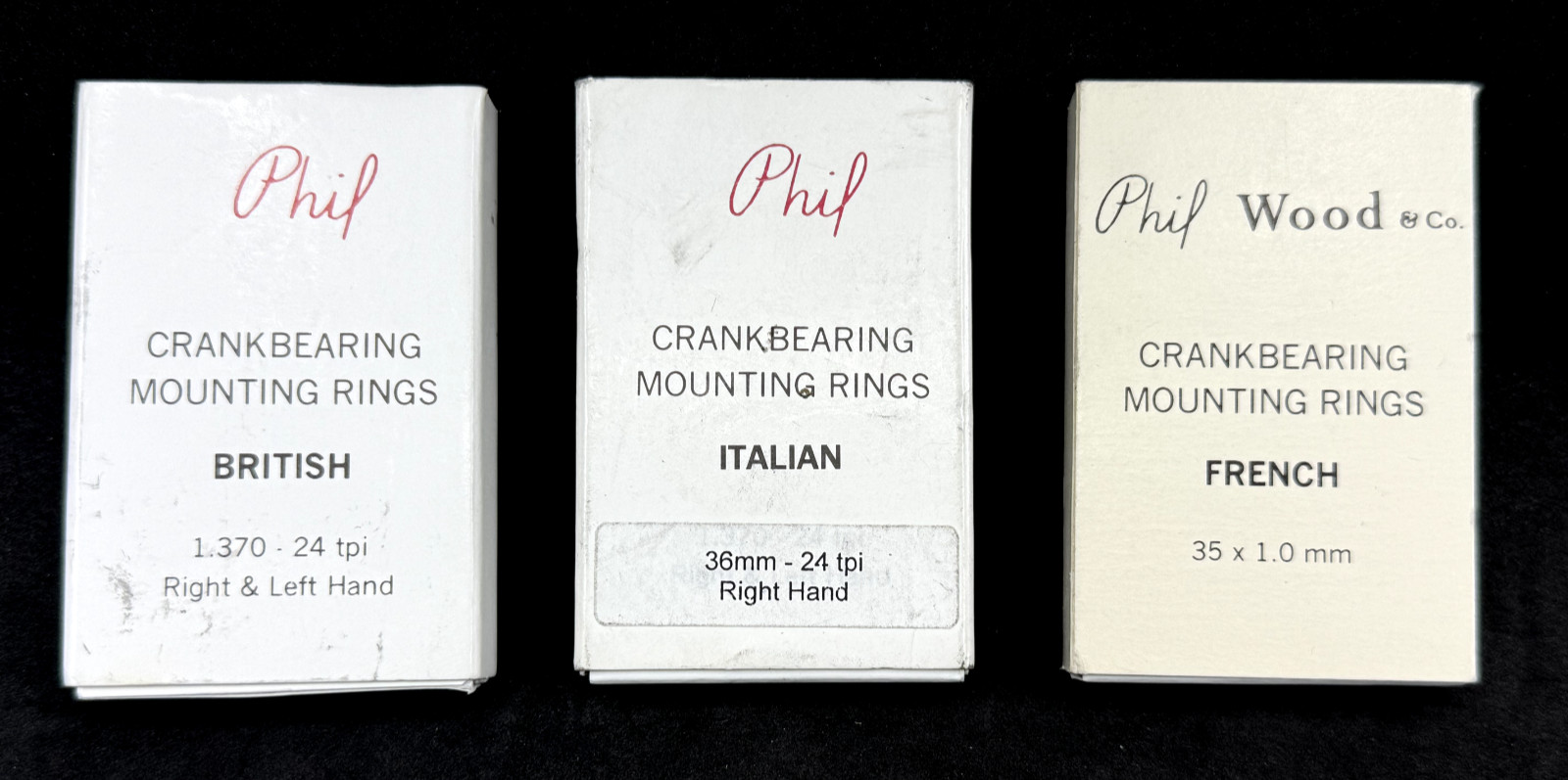 Phil Wood & Co. Crankbearing Mounting Rings British Italian French Stainless NOS