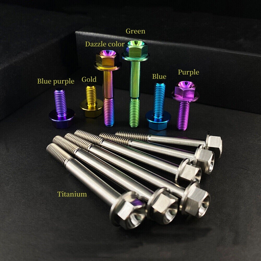 Titanium M6 Bolts Hex Flange Head 10 12 15 20 25 30 35 40 45 50 55-70mm X 1.0mm
