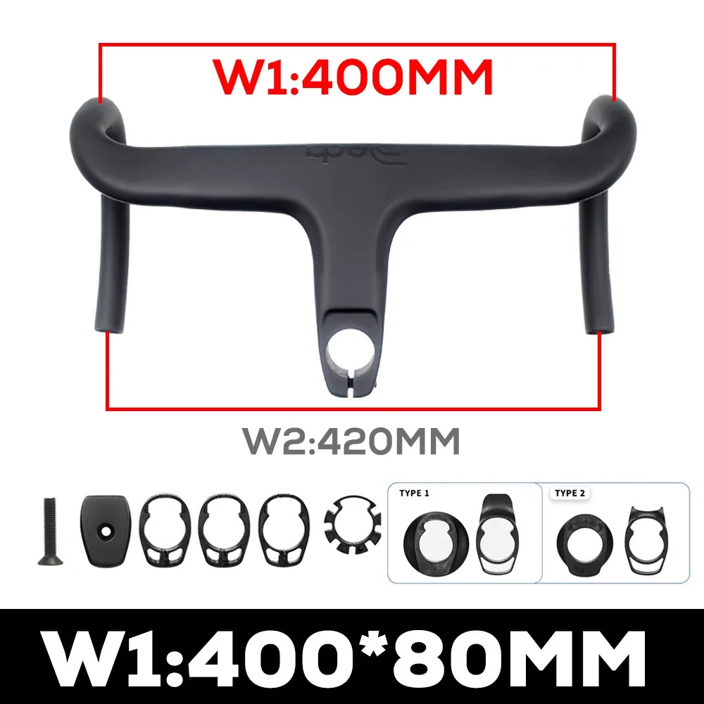 Road Bike Internal Cable Integrated Carbon Handlebar with Spacers Stem -10°