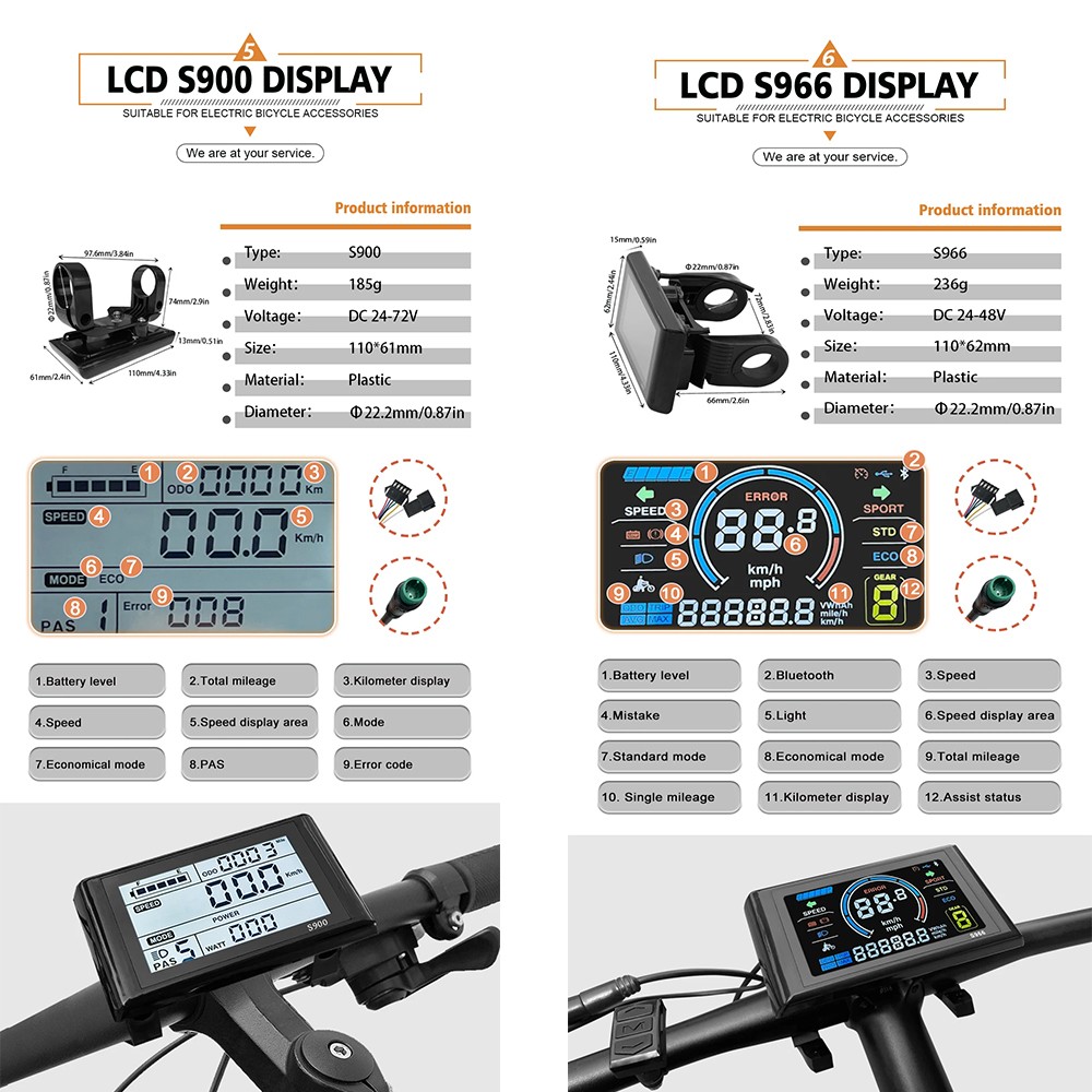 E-bike Three-Mode Sine Wave Controller 24V-48V 17/26/30/40A with LCD Display Set