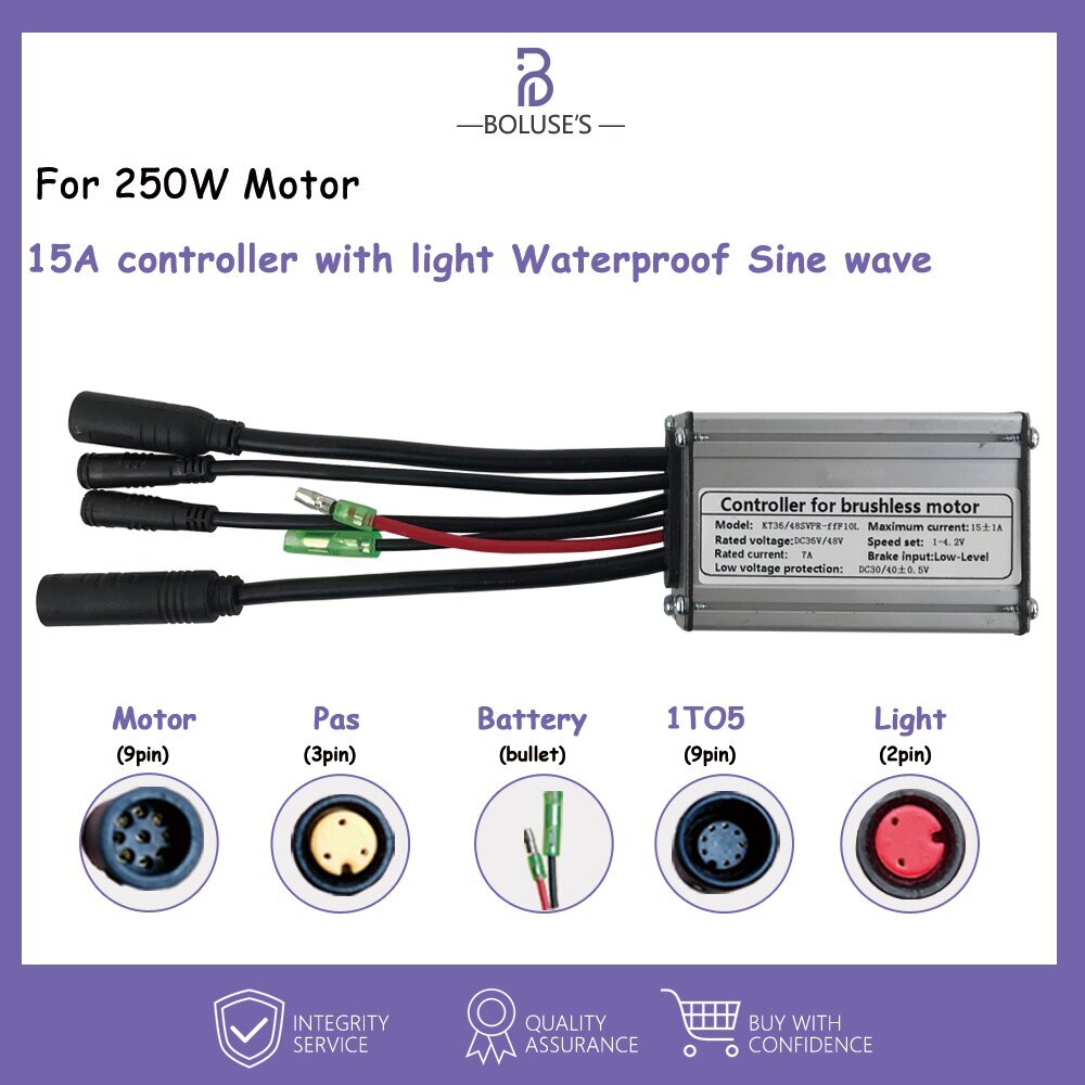 Sinewave Controller 15A-50A E-bike Controller for 250W-3000W SM/Waterproof Plug