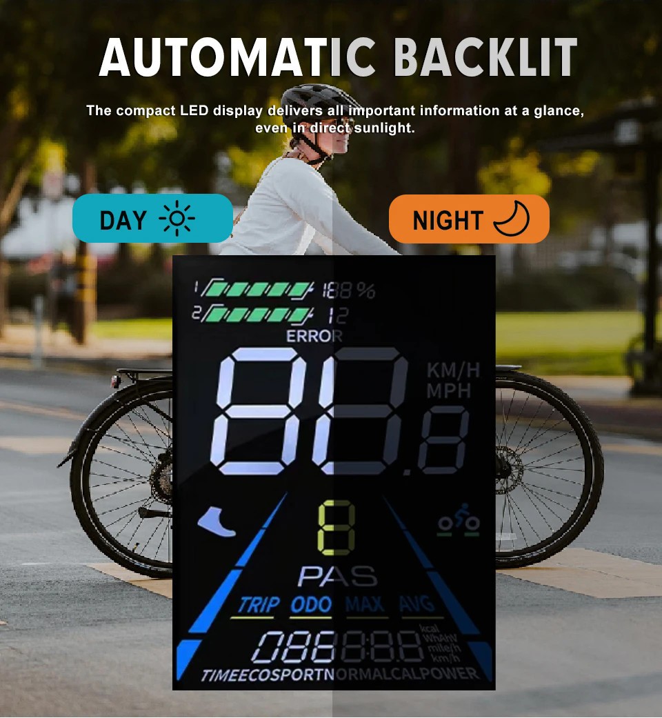 E-Bike 24V-72V LCD S-100 Colour Display Power Speed Meter Control Panel with NFC