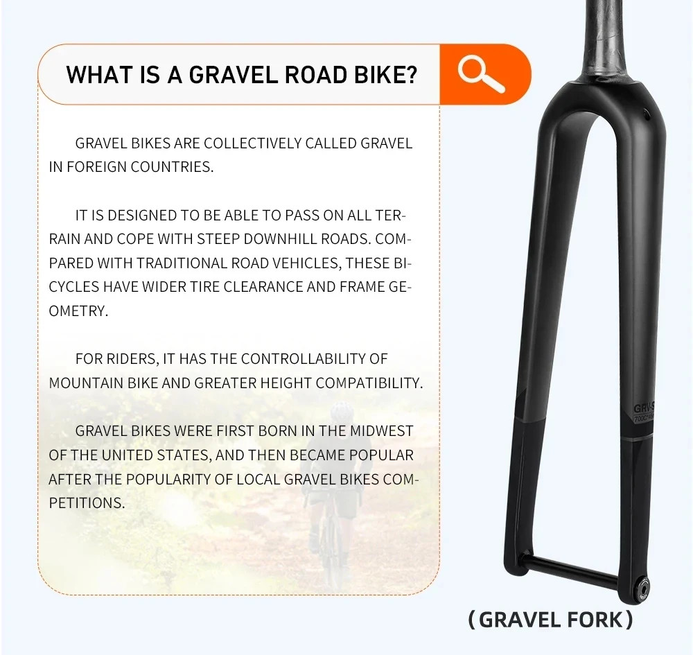 Carbon Gravel / Road Bike Front Fork Internal Cable Routing Thru Axle 12*100mm