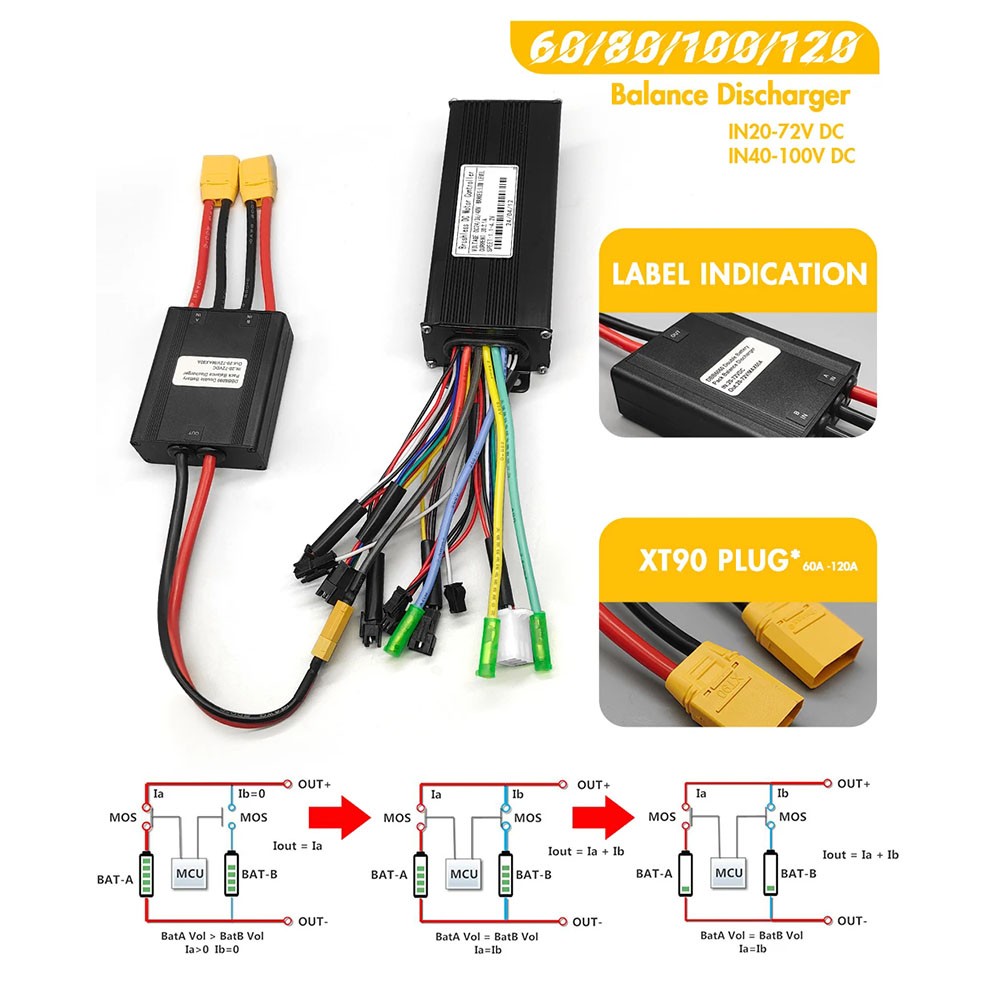 E-Bike Dual Battery Discharge Converter 20A-120A Dual Battery Parallel Module