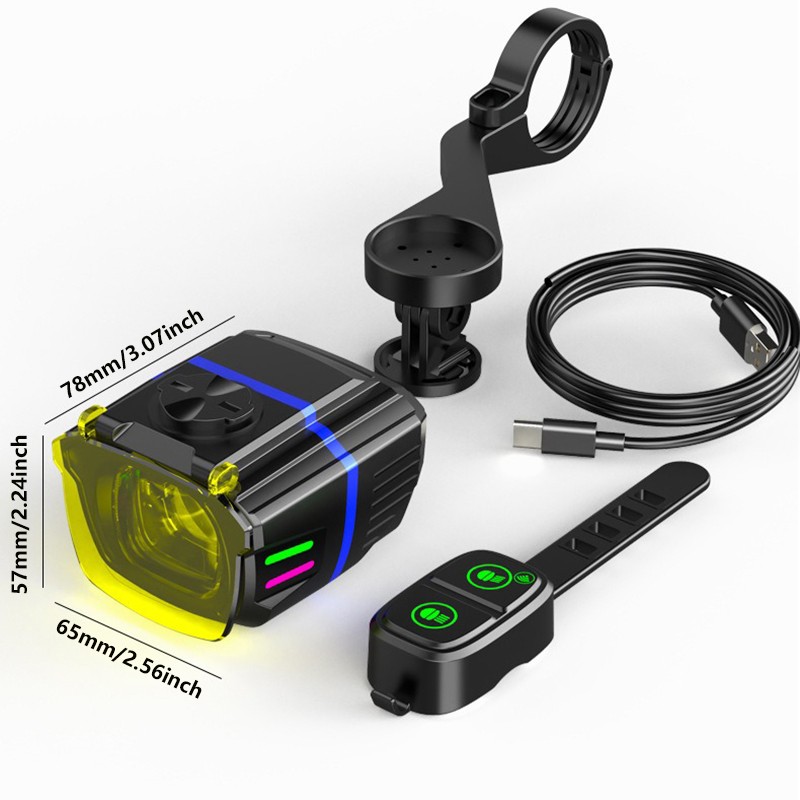 Rechargeable Powerful 1100LM Hanging Bike Light Remote Control Front Headlight