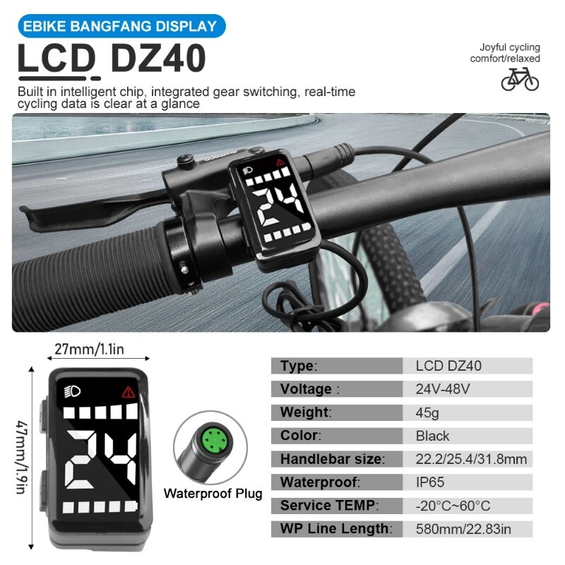 E-bike Intelligent LCD Screen Waterproof 5 Pin LED Display for Mid Drive Motor