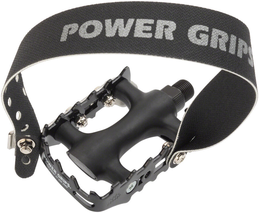 Power Grips Sport Pedal Kit 9/16″ Chromoly Axle Metal Cage Plastic Body Black XL