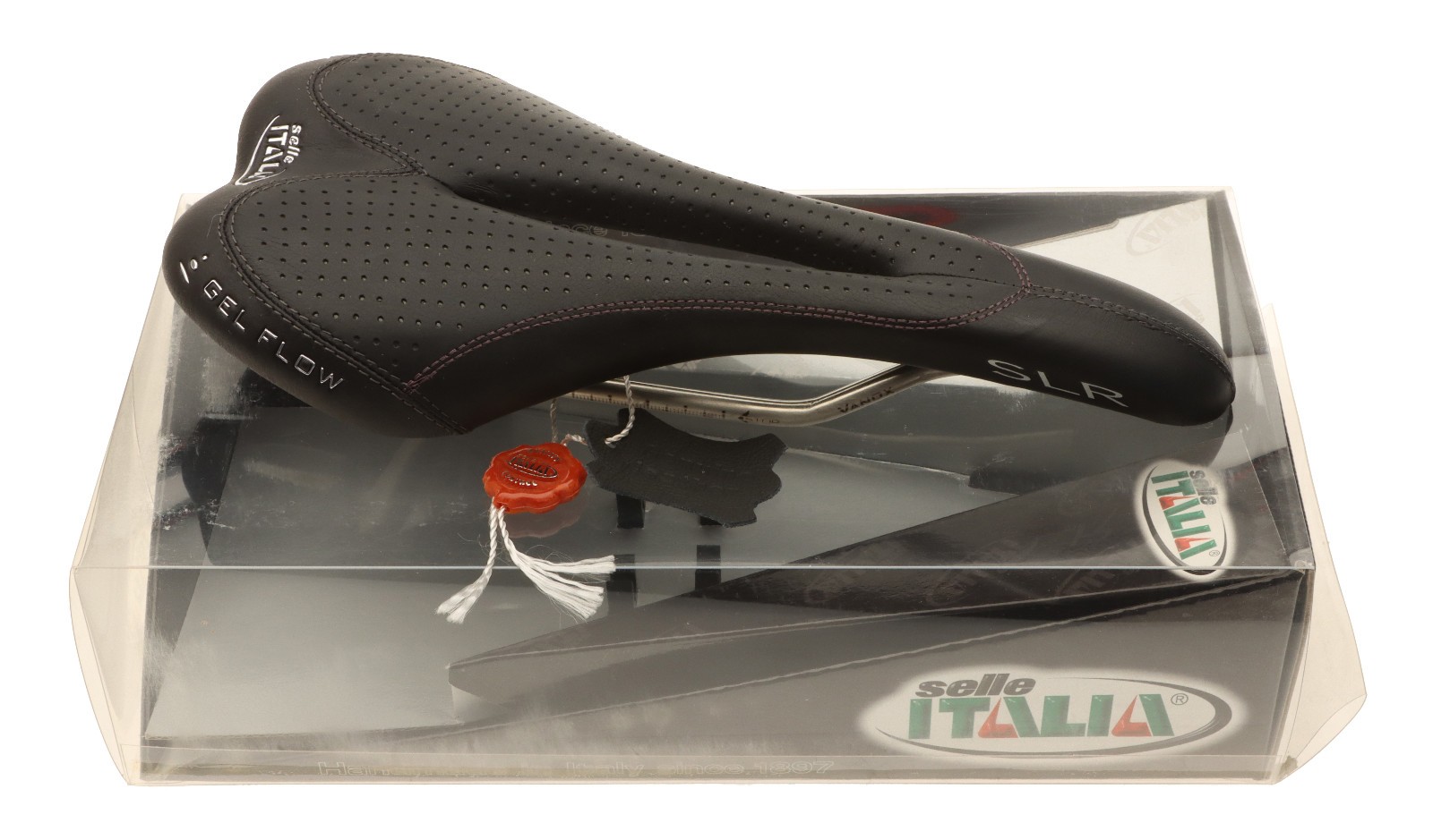 Selle Italia SLR Saddle Gel Flow Vanox Rails Black Perf Leather NIB NOS NEW
