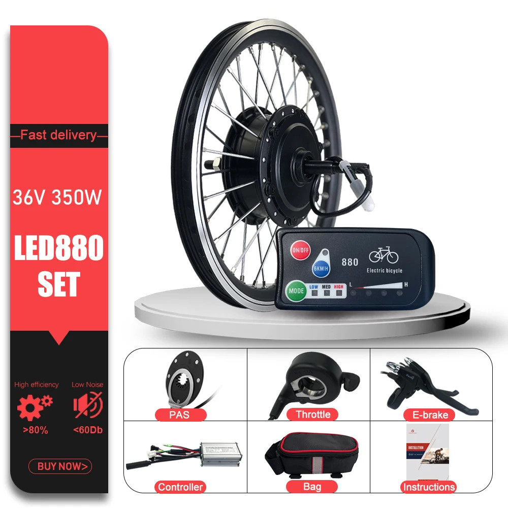 Mountain Electric Bicycle 36V 48V 350W Rear Rotate Brushless Hub Motor Wheel