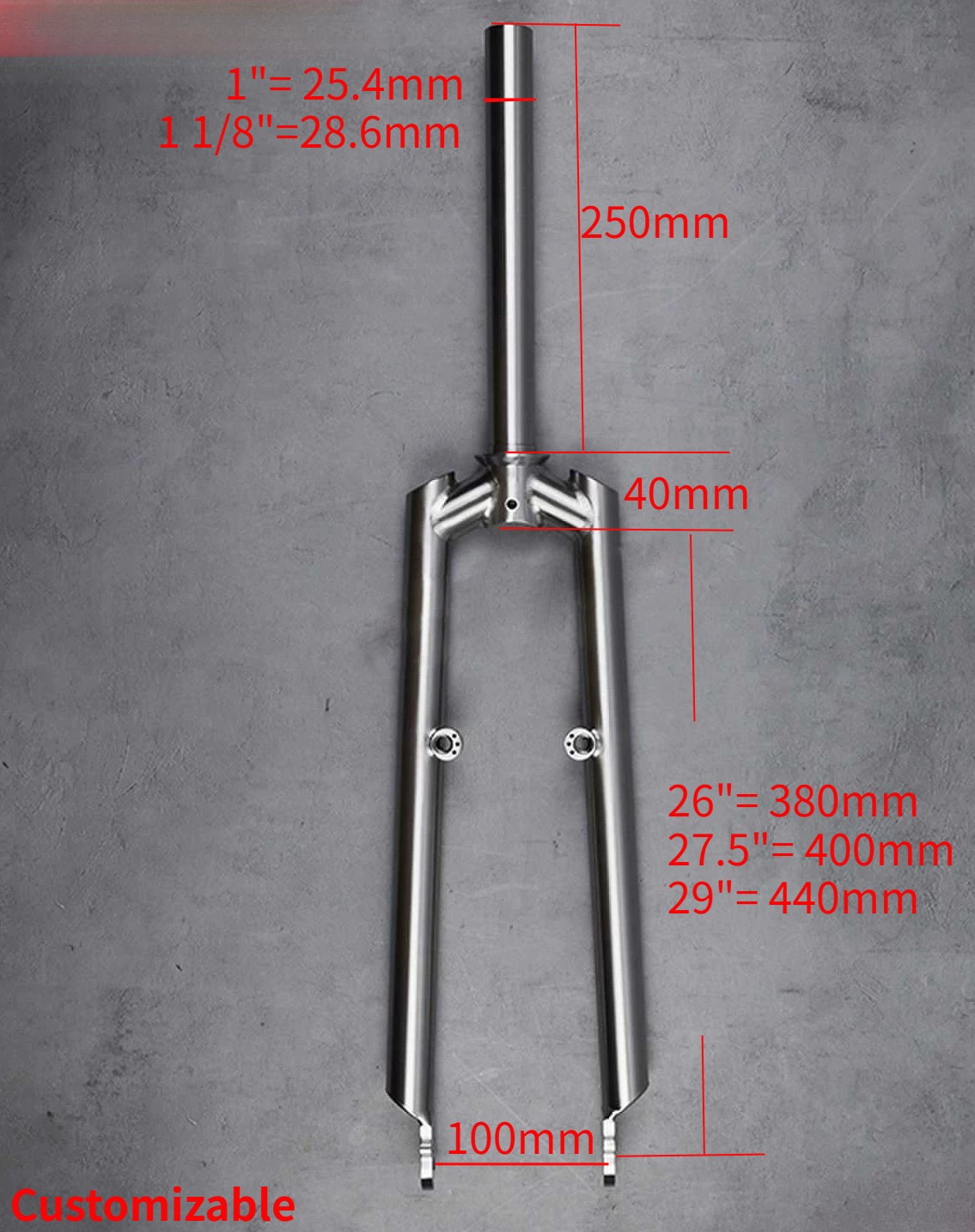 GR9 Titanium Square Shoulder V-Brake Rigid MTB Front Fork Straight Leg Hard Fork
