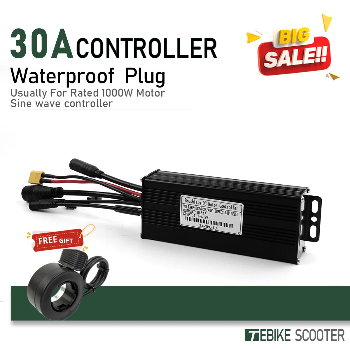 E-bike 24V/36V/48V52V 17A 26A 30A 40A Three Mode Brushless Sine Wave Controller