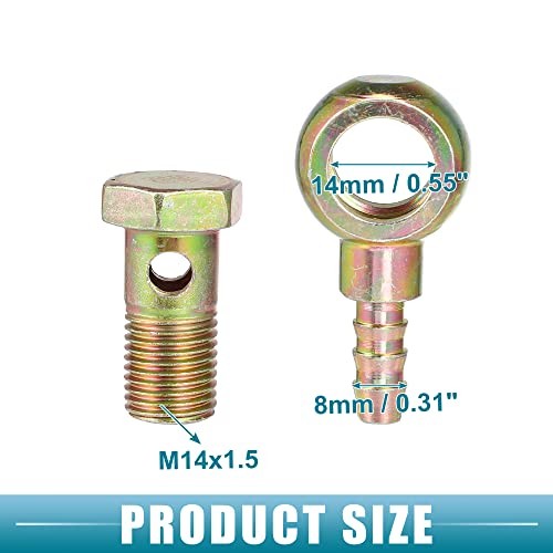 Banjo Bolt M14x1.5 8mm Banjo Hose Barb Bolt Fittings Brake Line Fitting