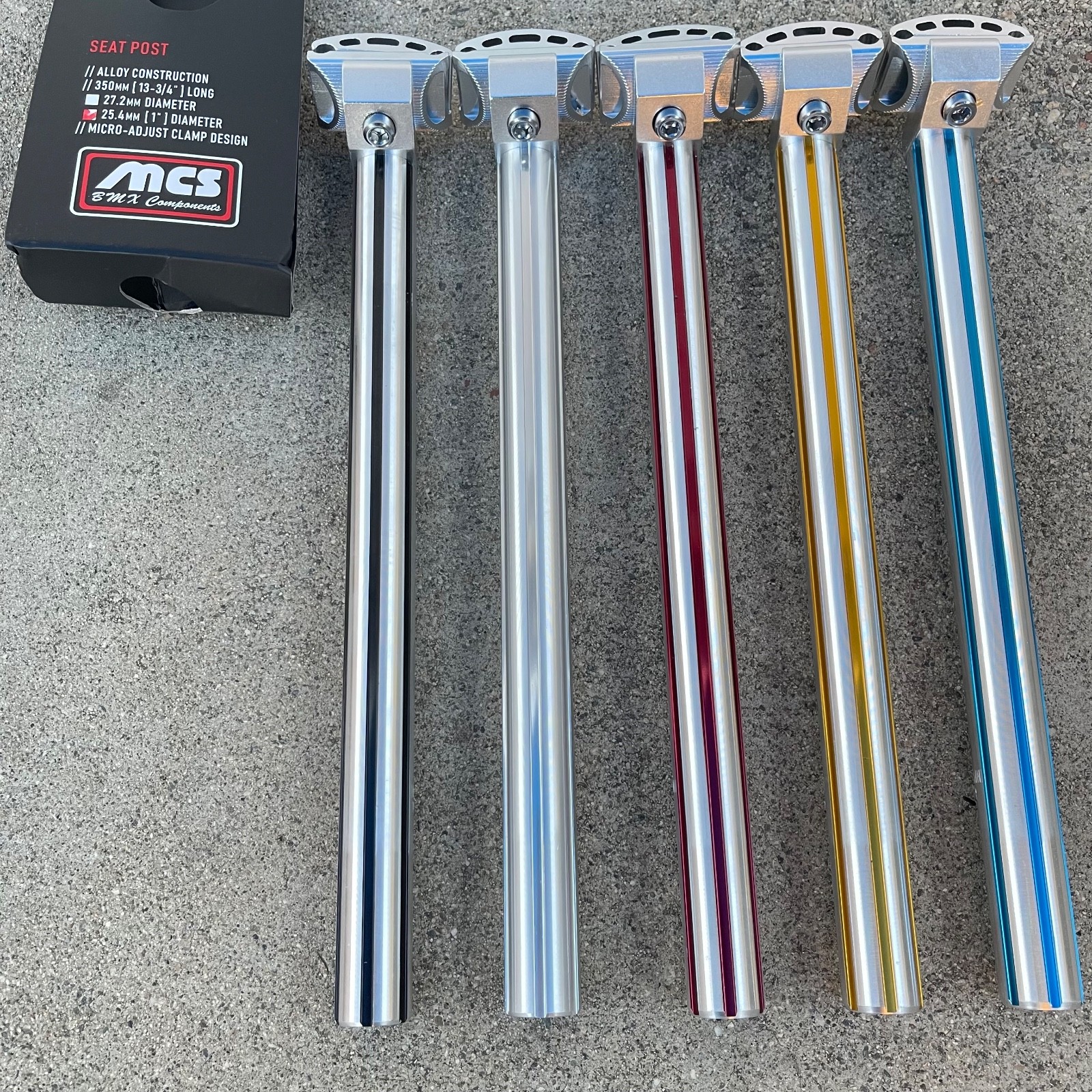 MCS ALLOY FLUTED SEAT POST 25.4MM BMX BIKE SEATPOSTS GT SE HARO REDLINE DYNO