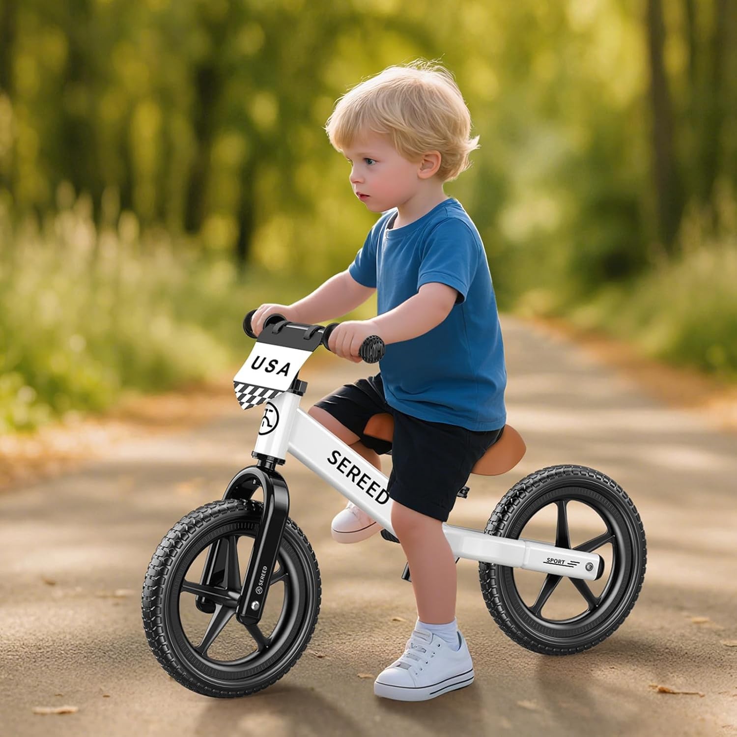 SEREED Toddler Balance Bike 2 Year Old, No 32.28 x 14.96 x 22.44″, White