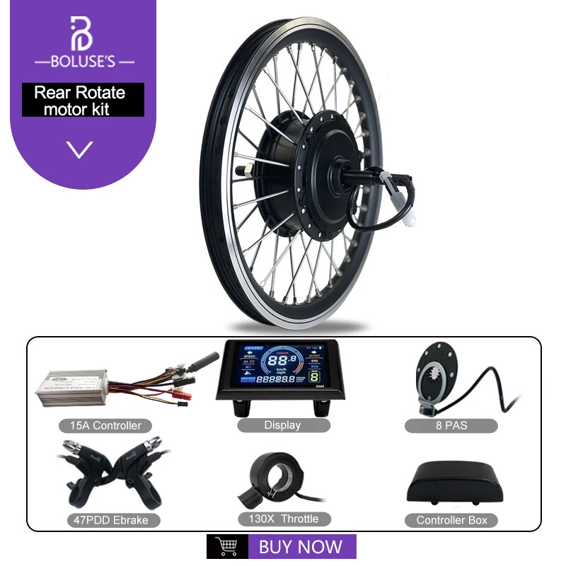 250W-500W E-bike Conversion Kit 36V 48V Rear Rotate Wheel Hub Motor Drop 135mm