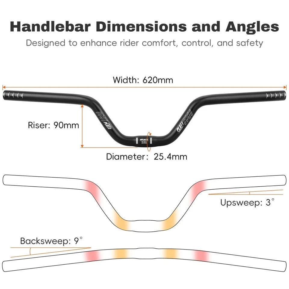 25.4/31.8mm Mountain Bike Handlebar/Riser Handlebar – (30mm, 35mm, 50mm, 70mm, 9