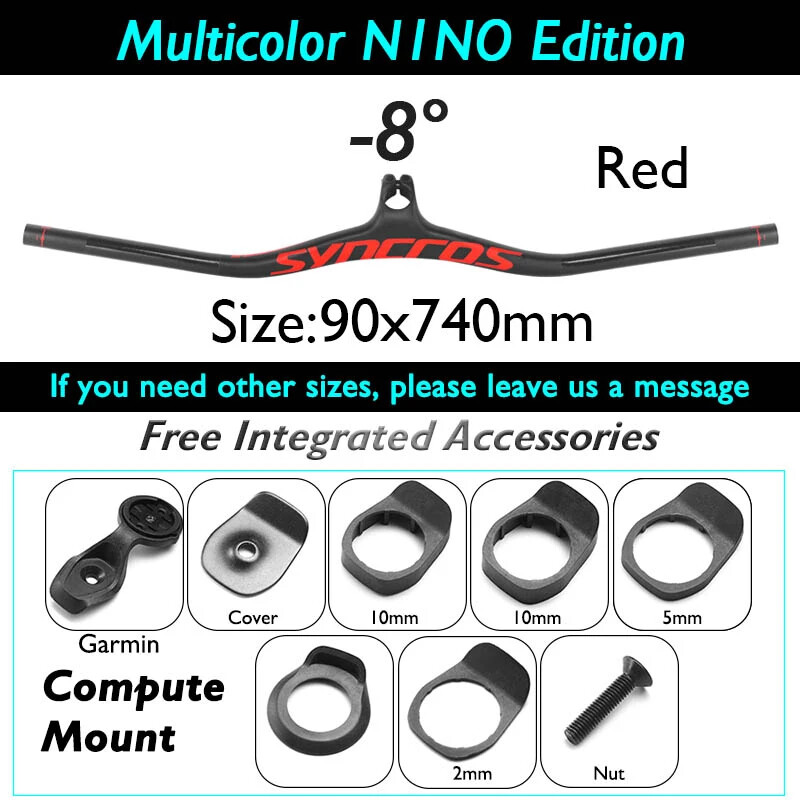 90*740mm Carbon Fiber Mountain Bike Integrated Handlebar -8/-17/ -25 Degree