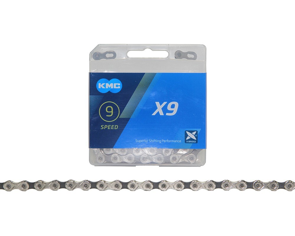 KMC CHAIN 1/2X11/128 X9 Bicycle Chain 9/SPEED 116 Links Silver/Gray