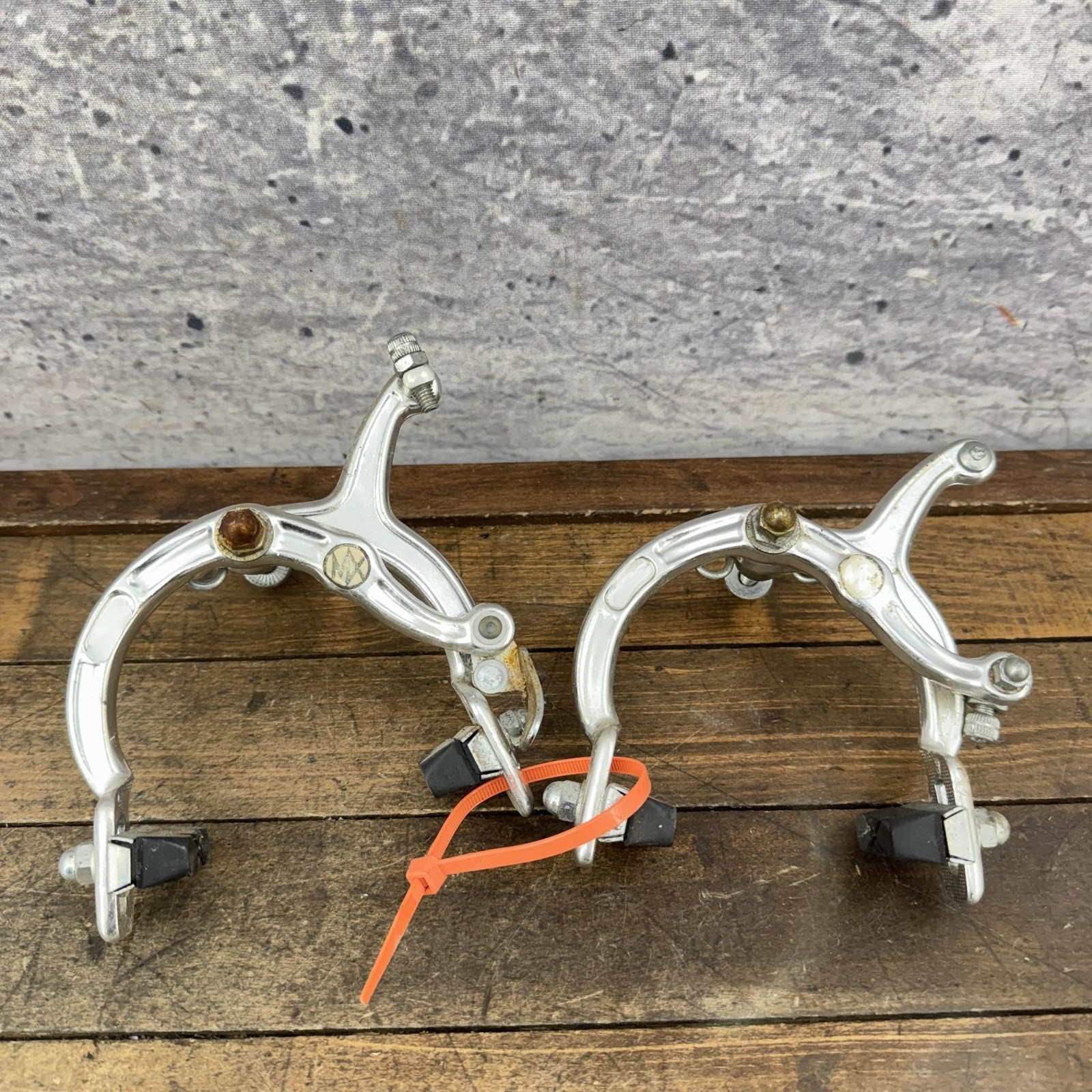Vintage MX Brake Caliper Set 1980s BMX 1000 Silver Front Rear Old SChool 1000A