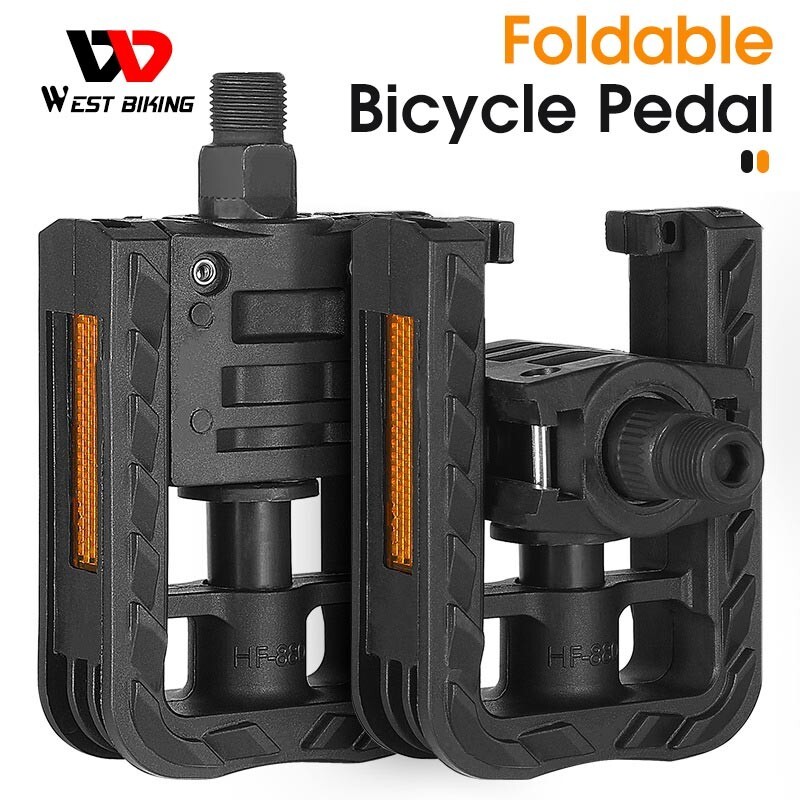 WEST BIKING Foldable Bicycle Pedals Nylon MTB Cycling Bike Folding Pedals 9/16in