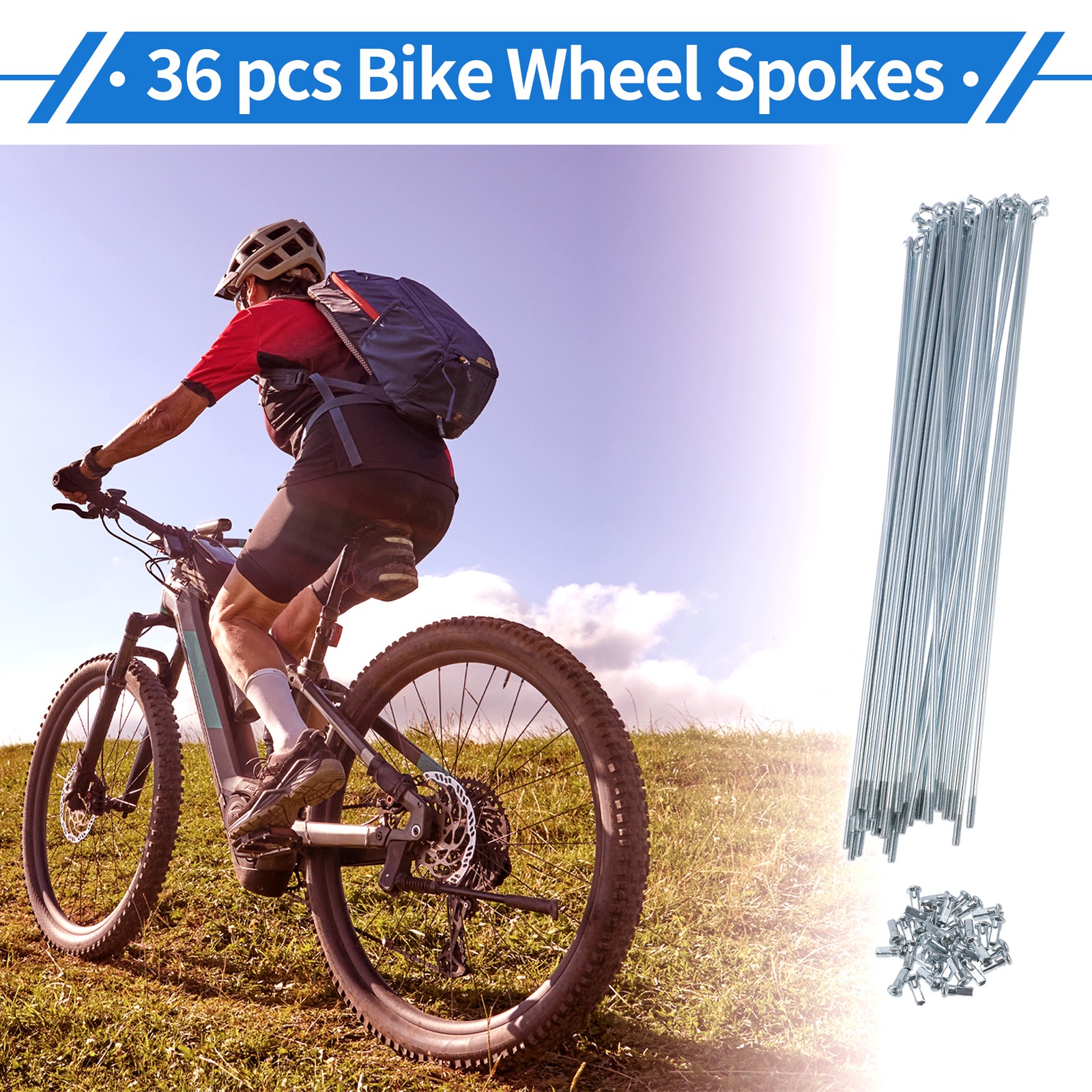 1 Set 12G 263mm Length Bicycle Spokes Nipple Carbon Steel Galvanized Universal
