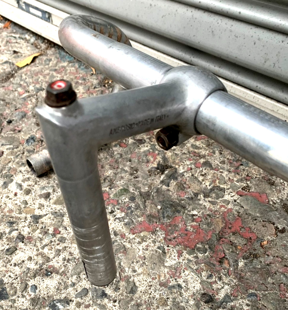 50s Vintage AMBROSIO CHAMPION 95mm Stem + Handlebar 39cm Olmo Quill Legnano