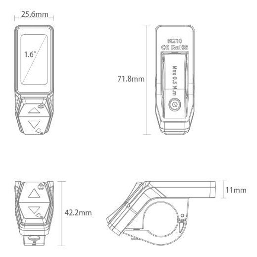 E-Bike M210C Display Meter/Control Panel Electric Bicycle waterproof plug.