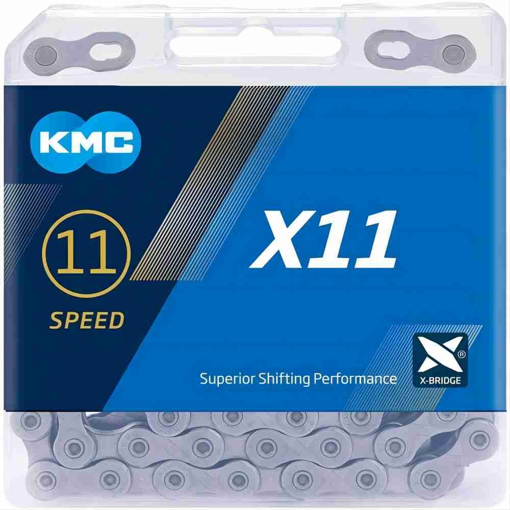 KMC X11 NP/BK 11 Speed Bicycle Chain – 1/2 x 11/128 inch, 118 Links