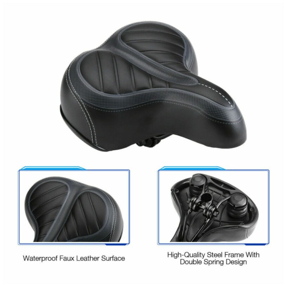 Oversized Bike Seat,Wide Bicycle Saddle for Women Men Comfort Waterproof Leather