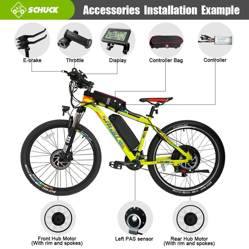 36V 48V 250W Electric Bike Brushless Rear Hub Motor Conversion Kit 16-29″ 700C