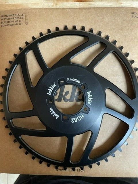Original Lekkie Bling Ring – BBS01/BBS02 & BBSHD Chainring HD52T and 52T BLACK