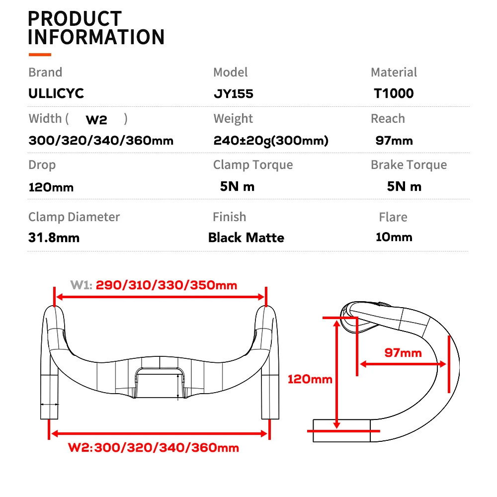 Road Bicycle Carbon Cockpit Handlebar Matt Black Internal Wiring 300mm-360mm