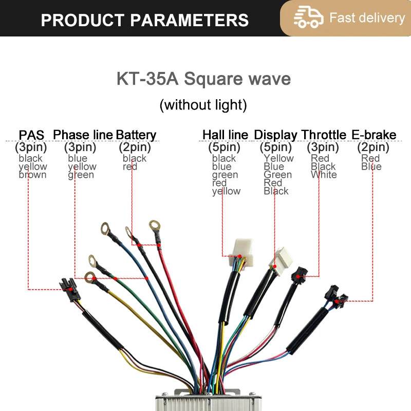 48V 30A 35A 50A Ebike Squarewave Controller for 52V/60-90V 1000W-3000W Motor