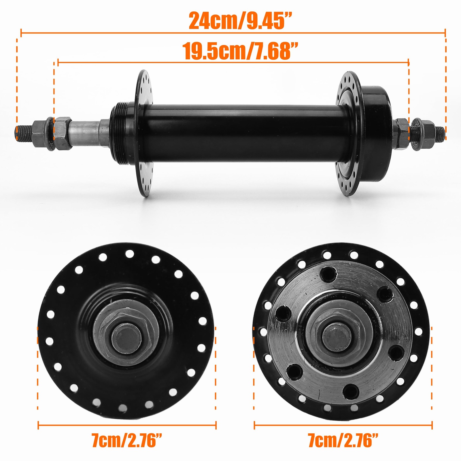 Fat Tire Bike Wheel Part Hub, Rear Hub 195Mm Front Hub 135Mm 36 Holes Thread Cas