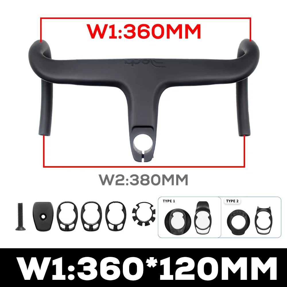 Road Bike Internal Cable Integrated Carbon Handlebar with Spacers Stem -10°