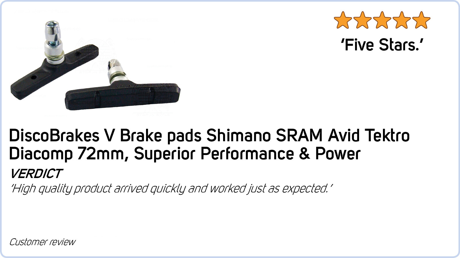 Replacement Black Tri-Performance Pads for V Brakes Shimano XTR XT SRAM Avid LX